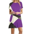 thumbnail image 1 of Wycnly Dresses for Women Loose Swing Fashion Tunic Tshirt Short Dresses Crewneck Short Sleeve Geometric Print Summer Mini Formal Dress Purple XL, 1 of 4