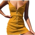 thumbnail image 1 of Wycnly Dresses for Women Party Club Sexy Wrap Bodycon Zipper Strap Mini Dresses V-Neck Sleeveless Solid Summer Short Formal Dress Gold s, 1 of 6