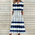 thumbnail image 1 of Wycnly Formal Dresses for Women Button Down Hem Swing Pocket Tunic Tshirt Long Dress V-Neck Elbow-Length Daisy Print Summer Maxi Dresses Blue S Clearance Clothes, 1 of 5