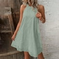 thumbnail image 1 of Wycnly Formal Dresses for Women Casual Plus Size Swing off Shoulder Lace Hollow out Mini Dresses Sleeveless Halter Solid 2024 Summer Short Dress Army Green m, 1 of 7