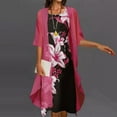 thumbnail image 1 of Wycnly Formal Dresses for Women Sleeveless Round Neck Floral Print Summer Midi Dresses 2 Pieces Dresses Sets with Cardigan Knee-Length Tank Dress Red xxxl Clearance Under $5, 1 of 6