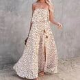 thumbnail image 1 of Wycnly Formal Dresses for Women Sleeveless Tube Top Leopard Print Summer Maxi Dresses Beach Party Sexy Off Shoulder Elastic Waist Slit Swing Dress Khaki xl Under $5, 1 of 7