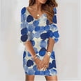 thumbnail image 1 of Wycnly Formal Dresses for Women Beach Fashion Plus Size Swing A Line Mini Sundress Elbow-Length V-Neck Dot Print 2024 Summer Short Dress Blue s, 1 of 7