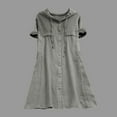 thumbnail image 1 of Wycnly Formal Dresses for Women Casual Button Down Plus Size Swing Hoodie Dresses with Tie Short Sleeve V-Neck Solid 2024 Summer Mini Dress Gray XL, 1 of 5