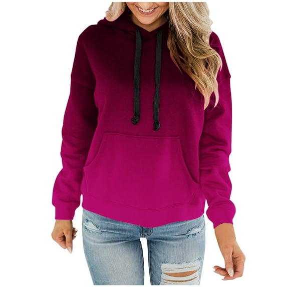 Wycnly Hoodies for Women Womens Plus Size Pullover Hoodies Tops Cozy Fleece Fashion Drawstring Hooded Sweatshirt with Pocket Winter Long Sleeve Gradient Print Casual Hoodies Tops
