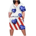 thumbnail image 1 of Wycnly Independence Day Dresses for Women 4th of July Plus Size Casual Swing Pocket Tunic Dresses Short Sleeve V-Neck US Flag Print Summer Midi Formal Dress White xxxxxl, 1 of 5