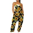 thumbnail image 1 of Wycnly Jumpsuits for Women Dressy Loose Wide Leg Spaghetti Strap Long Jumpsuits Overalls with Pocket Summer Sleeveless V-Neck Leopard Print Maxi Formal Rompers Yellow xxl, 1 of 6