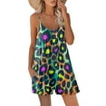 thumbnail image 1 of Wycnly Jumpsuits for Women Dressy Loose Wide Leg Spaghtti Strap Baggy Short Jumpsuits with Pocket Summer Crewneck Sleeveless Leopard Print Mini Trendy Rompers Green xl, 1 of 4