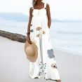 thumbnail image 1 of Wycnly Jumpsuits for Women Dressy Vintage Pleated Wide Leg Pocket Loose Baggy Strap Jumpsuits Overalls Summer Square Neck Sleeveless Floral Print Long Trendy Rompers White xxl, 1 of 7