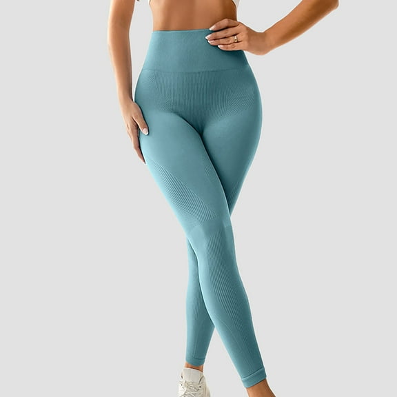 Wycnly Leggings for Women Yoga Legging for Women High Waist Stretchy Lightweight Sports Workout Pants Ladies Solid Slim Fitness Gym Legging Long Pants Under $5