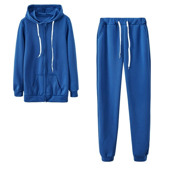 Usmixi Sweatsuits Set for Women Womens Coat 2 Piece Outfit Sets Open Front Zip Drawstring Hooded Sweatshirt Coat and Jogger Sweatpant Lounge Sets Tracksuit Sets with Pocket Clearance Under $10