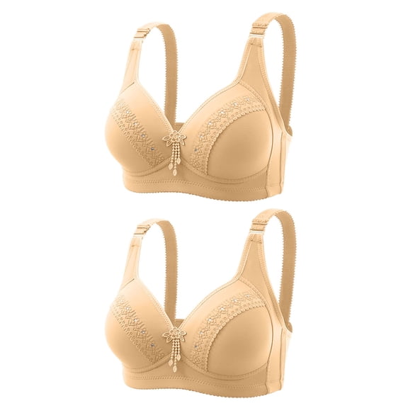 Wycnly Push Up Bra for Women 2pcs Comfy Breathable Large Size Seamless Everyday Bralette Ladies Compression Full Coverage Full Figure Bras Wireless Bras for Women Bras