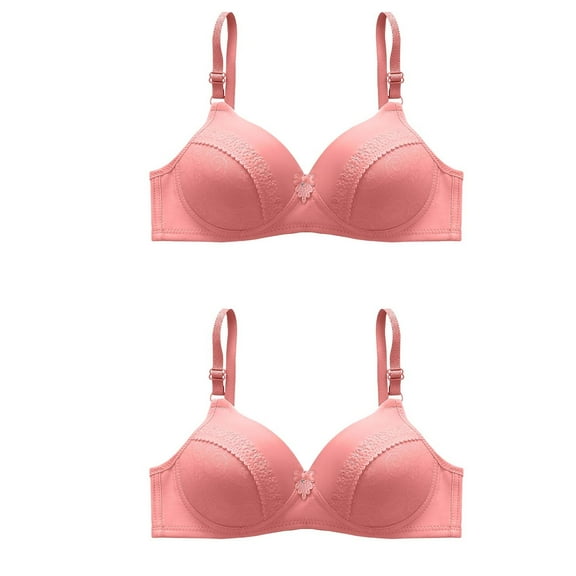 Wycnly Push Up Bra for Women 2pcs Lightweight Thin Comfort Large Size Seamless T-Shirt Bra Elder Compression Full Coverage Full Figure Bras Sports Bra Bras