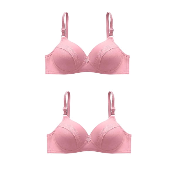 Wycnly Push Up Bra for Women 2pcs Lightweight Thin Comfort Large Size Seamless T-Shirt Bra Elder Compression Full Coverage Full Figure Bras Wireless Bra Bras