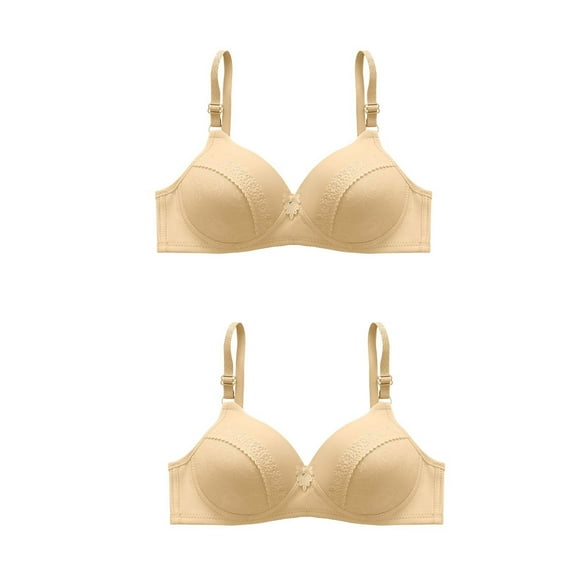 Wycnly Push Up Bra for Women 2pcs Lightweight Thin Comfort Large Size Seamless T-Shirt Bra Ladies Compression Full Coverage Full Figure Bras Wireless Bras for Women Bras