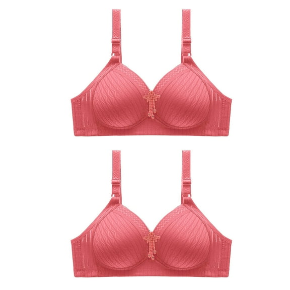 Wycnly Push Up Bra for Women 2pcs Plus Size Comfort Breathable Compression T-shirt Bra Elder Full Coverage Underwire Full Figure Bras Black Bralette Bras