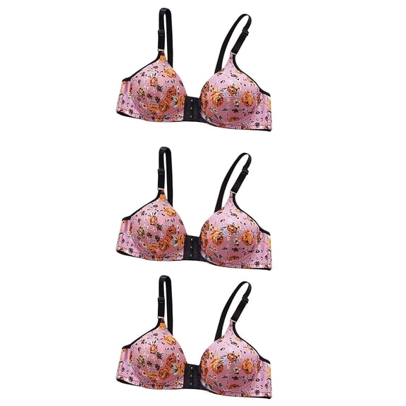 Wycnly Push Up Bra for Women 3pcs Large Size Front Closure Comfort Lightweight Compression Bra Elder Convertible Underwire T-Shirt Bras Push Up Bra Bras