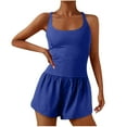 thumbnail image 1 of Wycnly Rompers for Women Exercise Workout Sports Loose Pleated Wide Leg Jumpsuits Casual Summer Square Neck Sleeveless Formal Solid Short Womens Jumpsuits on, 1 of 4