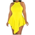 thumbnail image 1 of Wycnly Rompers for Women Party Club Sexy Back Hollow out Empire Waist Irregular Hem Tank Jumpsuits Crewneck Sleeveless Formal Solid Short Womens Jumpsuits on, 1 of 7