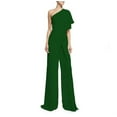 thumbnail image 1 of Wycnly Rompers for Women Plus Size Fashion Ruffle Layer Wide Leg Empire Waist Long Jumpsuits Slash Neck Sleeveless Formal Solid Maxi Womens Jumpsuits on, 1 of 5