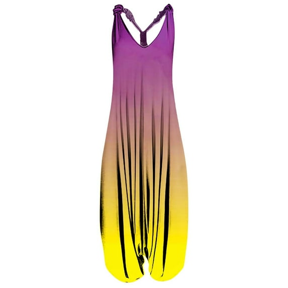 Wycnly Rompers for Women Summer Beach Boho Loose Baggy Strap Ladies Dressy Casual Jumpsuits Overalls V-Neck Sleeveless Formal Butterfly Print Long Womens Jumpsuits on