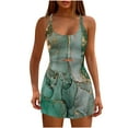 thumbnail image 1 of Wycnly Womens Jumpsuits Workout Fashion Hollow out Breathable Loose Wide Leg Strap Sports Jumpsuits Trendy Marbled Print Square Neck Sleeveless Short Rompers for Women, 1 of 4