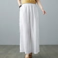 thumbnail image 1 of Wycnly on Sale Pants for Women Trousers for Women Fashion Drawstring Elastic Waist Loose Straight Leg Pants Vintage Cotton Linen Casual Ladies Long Pants with Pocket, 1 of 7
