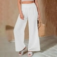 thumbnail image 1 of Wycnly on Sale Pants for Women Womens Palazzo Pants Plus Size Casual Solid Elastic Waist Loose Wide Leg Long Pants Vintage Cotton Linen Leisure Trousers with Pocket, 1 of 5