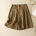 thumbnail image 1 of Wycnly on Sale Shorts for Women Womens Shorts Casual Summer Button up High Waist Loose Wide Leg Short Pants Fashion Pleated Solid Soft Cotton Linen Shorts with Pockets, 1 of 7
