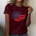 thumbnail image 1 of Wycnly Shirts for Women 4th of July Loose Fit Independence Day Patriotic Tee Tops Summer Casual Crewneck Short Sleeve Sunflower Print Ladies Blouses Wine XXXL, 1 of 4