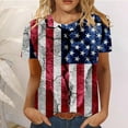 thumbnail image 1 of Wycnly Shirts for Women Loose Independence Day Patriotic Tops for 4th of July Summer Casual Crewneck Short Sleeve USA Flag Print Ladies Blouses Dark Blue s, 1 of 4