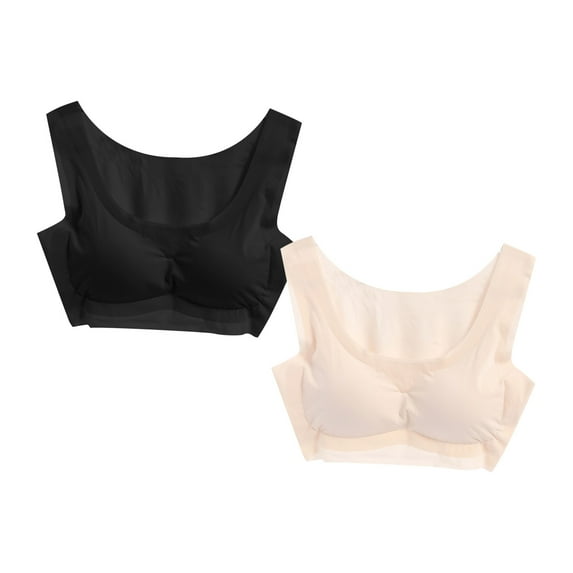 Wycnly Sports Bras for Women 2pcs Breathable Comfort Stretchy Plus Size Push up Compression Bralettes Elder Lightly Lined Seamless Wireless Bras Bras for Women Bras