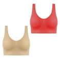 thumbnail image 1 of Wycnly Sports Bras for Women Plus Size 2pcs Breathable Comfy Push up Wireless Yoga Tank Bras Ladies Compression Seamless Bralette Black Bra Bras, 1 of 7