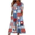 thumbnail image 1 of Wycnly Summer Dresses for Women 4th of July Fashion Button Pocket Swing Independence Day Tunic Maxi Dresses 2024 Short Sleeve V-Neck American Flag Print Long Formal Dress Red l, 1 of 5