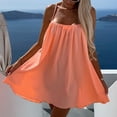 thumbnail image 1 of Wycnly Summer Dresses for Women Beach Boho Loose Swing Spaghetti Strap Short Dresses Sleeveless Round Neck Solid Mini 2024 Casual Dress Orange xl Clearance Under $5, 1 of 7