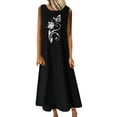 thumbnail image 1 of Wycnly Summer Dresses for Women Beach Fashion Loose Swing Breathable Cotton Linen Tank Long Dresses 2025 Sleeveless Round Neck Butterfly Print Maxi Formal Dress Black m, 1 of 4