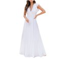 thumbnail image 1 of Wycnly Summer Dresses for Women Casual Ruffle Sleeve Empire Waist Wedding Guest A Line Maxi Dresses 2025 Sleeveless V-Neck Solid Long Formal Dress White m, 1 of 7