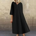 thumbnail image 1 of Wycnly Summer Dresses for Women Cocktail Dresses for Women Button up Plus Size Loose Swing Cotton Linen Maxi Dress Ladies Elegant Solid Lapel Elbow-Length Long Sun Dress, 1 of 6