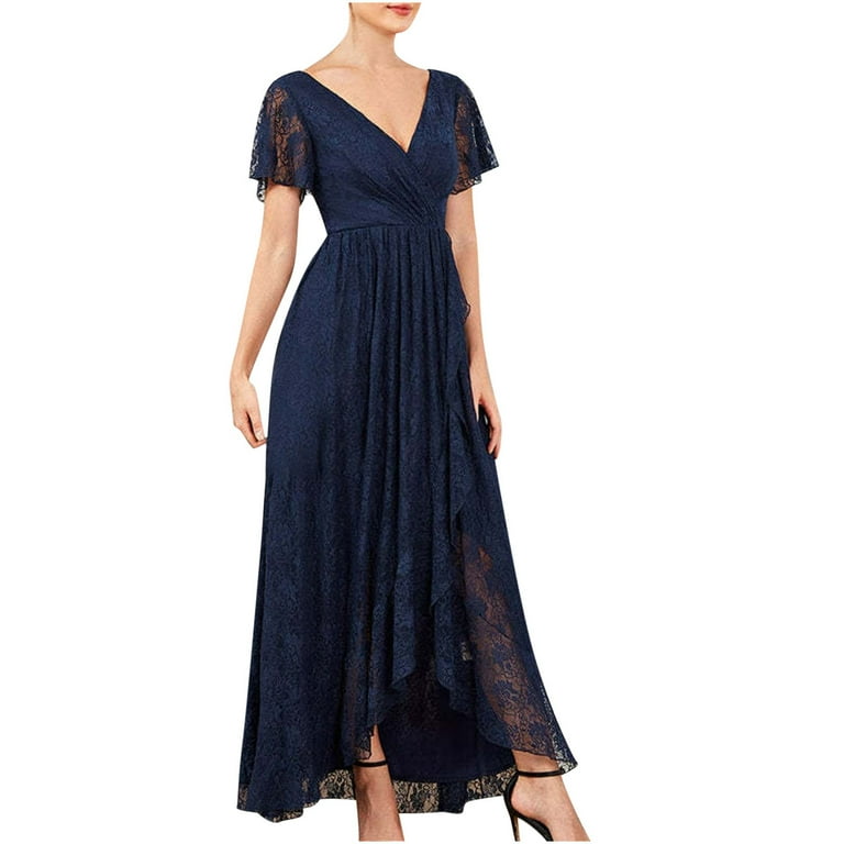 Elegant Solid Asymmetrical V Neck Irregular Dress Dresses Elegant Solid Asymmetrical V Neck Irregular Dress Dresses