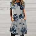 thumbnail image 1 of Wycnly Summer Dresses for Women Loose Swing Pocket Tunic Tshirt Midi Dresses Short Sleeve Round Neck Tie-Dye Print Knee-Length 2024 Casual Dress Blue xxl Clearance Under $5, 1 of 5