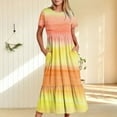 thumbnail image 1 of Wycnly Summer Dresses for Women Maxi Dress for Women Flowy Pleated Ruffle Swing Loose Tunic Pocket Long Dresses Women Vintage Tie-Dye Round Neck Short Sleeve Maxi Dresses, 1 of 6