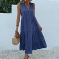 thumbnail image 1 of Wycnly Summer Dresses for Women Maxi Dresses for Women 2025 Beach Button up Loose Ruffle Swing Tank Long Dress Women Trendy Solid V-Neck Sleeveless Maxi Sun Dresses, 1 of 5