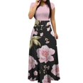 thumbnail image 1 of Wycnly Summer Dresses for Women Vintage Empire Waist Pleated Swing Tunic A Line Formal Maxi Dresses 2024 Short Sleeve Round Neck Sunflower Print Long Formal Dress Pink XL, 1 of 5