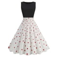 thumbnail image 1 of Wycnly Summer Dresses for Women Womens Summer Dresses Wedding Guest Empire Waist Pleated Swing Formal Tank Midi Dress Womens Elegant Heart Print Round Neck Sleeveless Knee-Length Sundresses, 1 of 7