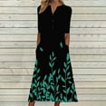 thumbnail image 1 of Wycnly Summer Dresses for Women Casual Pocket Button Down Plus Size Tunic Dresses Elbow-Length V-Neck Camouflage Long Sun Dress Green XXL, 1 of 5