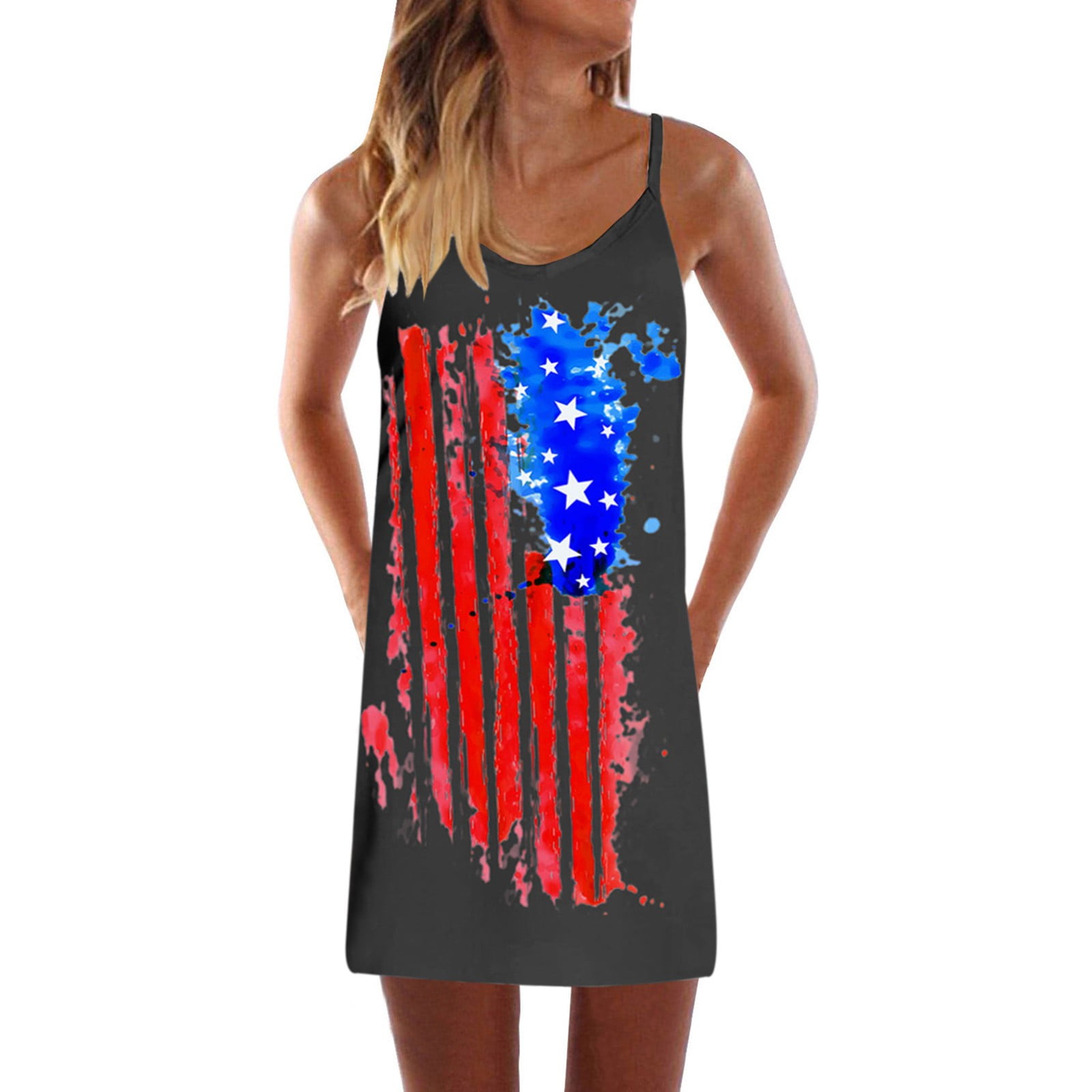 Women's Buffalo Plaid Maxi Dress – Blue Pink Plaid, Spaghetti Strap, V-Neck Summer Dress