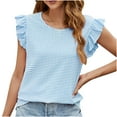 thumbnail image 1 of Wycnly Summer Saving Blouses for Women Tank Top for Women Summer Ruffle Sleeve Lightweight Tunic Shirt Casual Striped Print Sleeveless T Shirts Ladies Sleeveless Shirt, 1 of 6