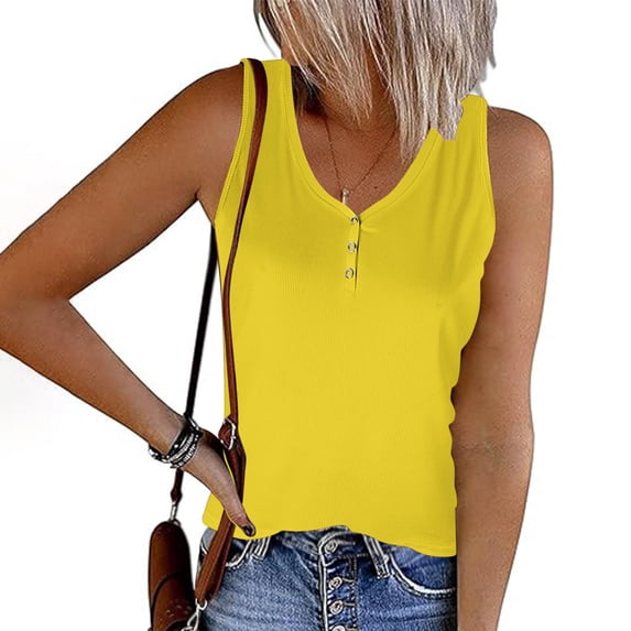 Wycnly Tank Top for Women Sleeveless Tops for Women Workout Button up Breathable Soft Knitted Ribbed Tank Fashion Solid Sleeveless T Shirt Ladies Sleeveless Shirt