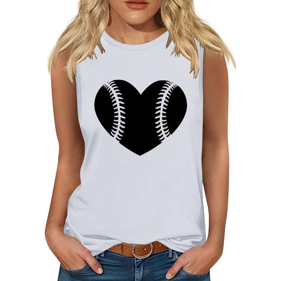 Wycnly Tank Top for Women Summer Tops Breathable Comfy Loose Classic Tank Top Fashion Heart Print Sleeveless Tee Tops Girls Sleeveless Shirt