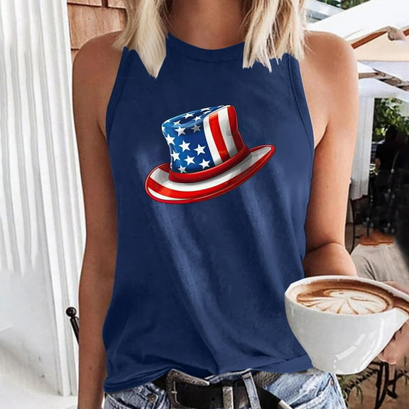 Wycnly Summer Saving Tank Top for Women Tank Tops Basic Fit Patriotic 4th of July Tank Tops 2024 Casual Independence Day Graphics Sleeveless Shirts Girls Sleeveless Shirt